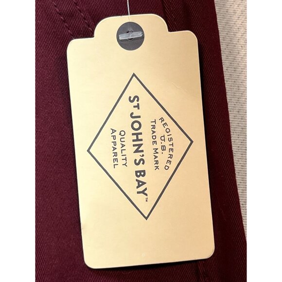 St. John's Bay Women's Straight Pants Flat Front Stretch Size 14 Autumn Burgundy - Picture 4 of 11